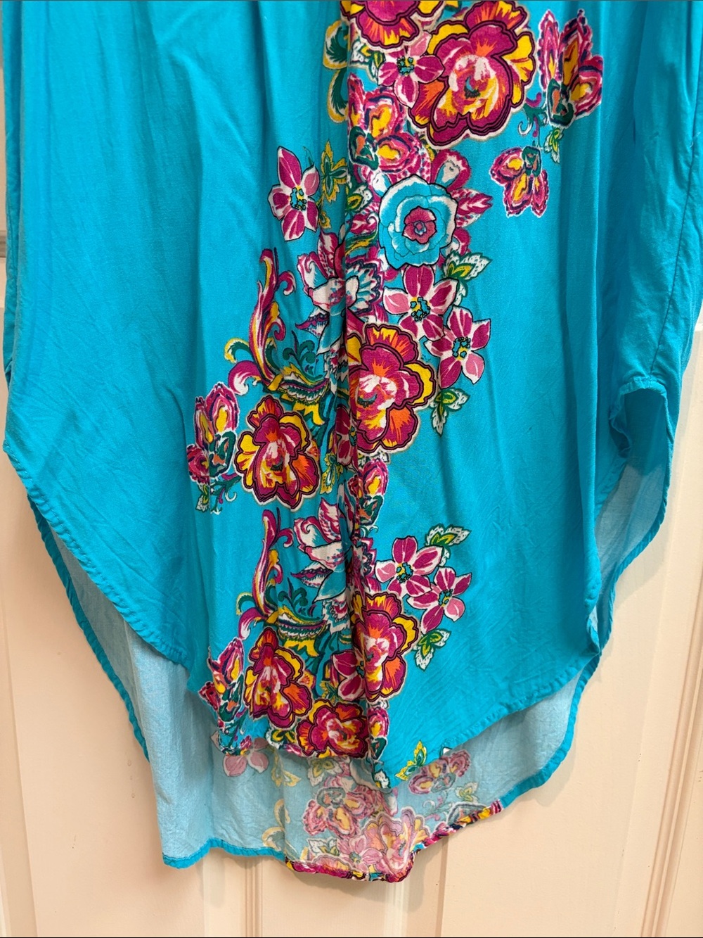 Turquoise Hawaiian Floral Print Tunic - Picture 8 of 10